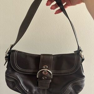 2007 Vintage Y2K Coach Chocolate Brown Soho Flap Shoulder Bag